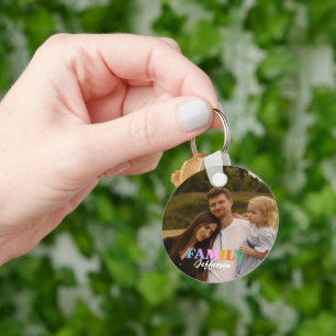 Moderne Schrifttypografie Foto-Minimalfamilie Schlüsselanhänger