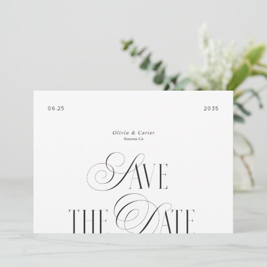 Moderne Schrifttypografie Foto Save The Date (Stehend Vorderseite)