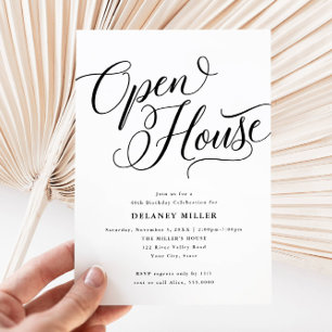 Moderne Schriftverzierung, Black-Open-House-Party Einladung