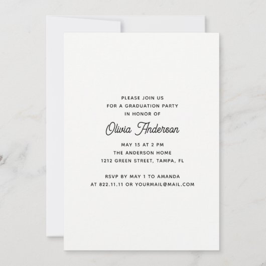 Moderne Schriftzeichen Hochschule Abschluss Einladung (Rückseite)