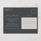 Moderne Schriftzeichen Hochzeit ändern das Datum Ankündigungspostkarte (Rückseite)