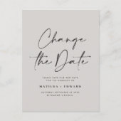 Moderne Schriftzeichen Hochzeit ändern das Datum Ankündigungspostkarte (Vorderseite)