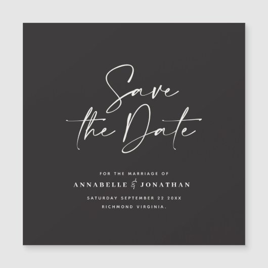 Moderne Schriftzeichen Hochzeit speichern das Datu Magnetkarte (Vorderseite)