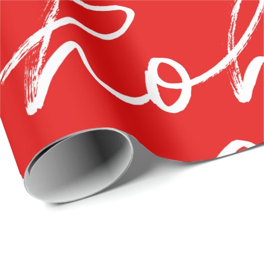 Moderne Schriftzeichen in Rot und Weiß Geschenkpapier (Rolleneckpunkt)