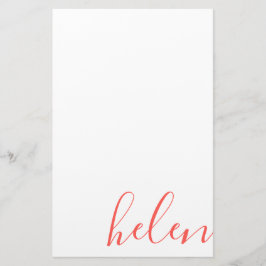 Moderne Schriftzeichen Personalisiert Coral Briefpapier