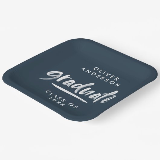 Moderne Schriftzeichen und blauer Abschluss Pappteller (Gewinkelt)