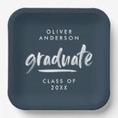 Moderne Schriftzeichen und blauer Abschluss Pappteller (Vorderseite)