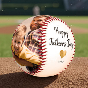 Moderne Schriftzug Frohen Vatertag Gold Herz Foto Baseball