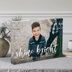 Moderne Schriftzug 'Shine Bright' für die Feiertag Fotoblock