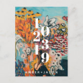 moderne schrullige BlumenSave the Date Mitteilung Ankündigungspostkarte (Vorderseite)