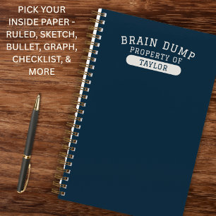 Moderne Schul-Gehirn-Dump-Liste Lustig Navy Blau Notizblock