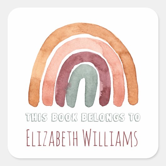 Moderne Schule für Personalisierte Rainbow Quadratischer Aufkleber (Vorderseite)