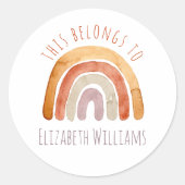 Moderne Schule für Personalisierte Rainbow Runder Aufkleber (Vorderseite)