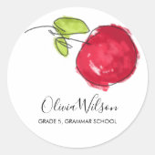 MODERNE SCHULE KIDS ÖLPENDE HAND ZEICHNETE APPLE RUNDER AUFKLEBER (Vorderseite)