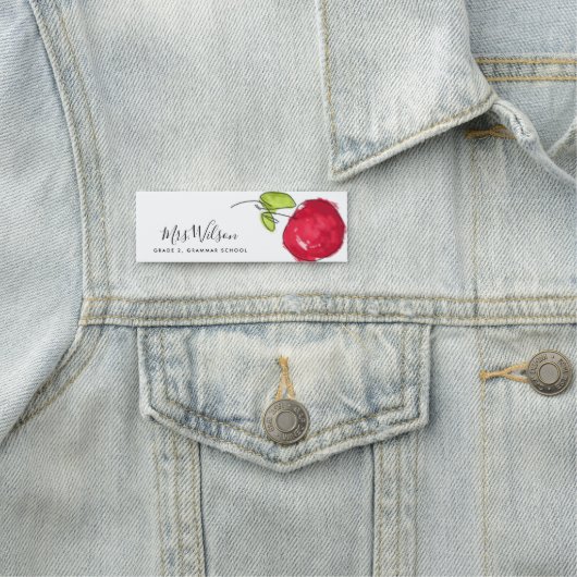 MODERNE SCHULE LEHRER ÖLPENDE HAND ZEICHNEN APPLE NAMENSSCHILD (Beispiel)