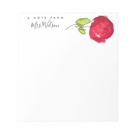 MODERNE SCHULE LEHRER ÖLPENDE HAND ZEICHNEN APPLE NOTIZBLOCK (Vorderseite)