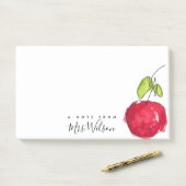 MODERNE SCHULE LEHRER ÖLPENDE HAND ZEICHNEN APPLE POST-IT KLEBEZETTEL (Auf Schreibtisch)