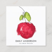 MODERNE SCHULE LEHRER ÖLPENDE HAND ZEICHNEN APPLE QUADRATISCHE VISITENKARTE (Vorderseite)