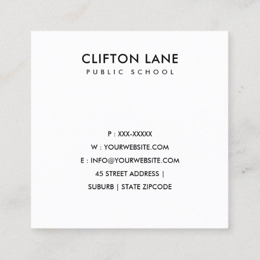 MODERNE SCHULE LEHRER ÖLPENDE HAND ZEICHNEN APPLE QUADRATISCHE VISITENKARTE (Rückseite)