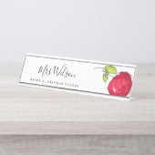 MODERNE SCHULE LEHRER ÖLPENDE HAND ZEICHNEN APPLE SCHREIBTISCHNAMENSPLAKETTE (Vorderseite )