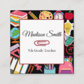 Moderne Schule versorgt Lehrer Tutoring farbenfroh Quadratische Visitenkarte (Vorderseite)