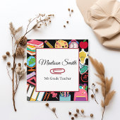 Moderne Schule versorgt Lehrer Tutoring farbenfroh Quadratische Visitenkarte