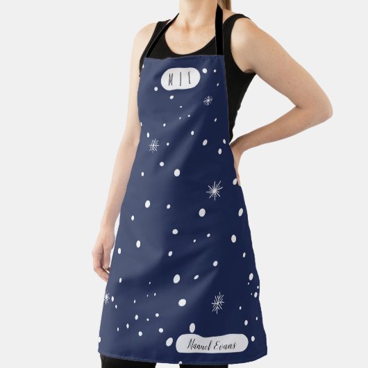 Moderne Schürze für Monogramm Blau und Weiß (InSitu)