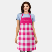 Moderne Schürze von Hot-Pink-Gingham-Skripten (Getragen)