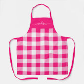 Moderne Schürze von Hot-Pink-Gingham-Skripten (Vorderseite)
