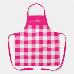 Moderne Schürze von Hot-Pink-Gingham-Skripten