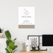 Moderne schwan Kariert Gingham Boy Baby Dusche Wil Poster (Heimbüro)