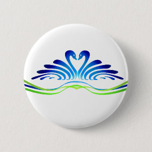 MODERNE SCHWÄNE u. HERZ durch SHARON SHARPE Button