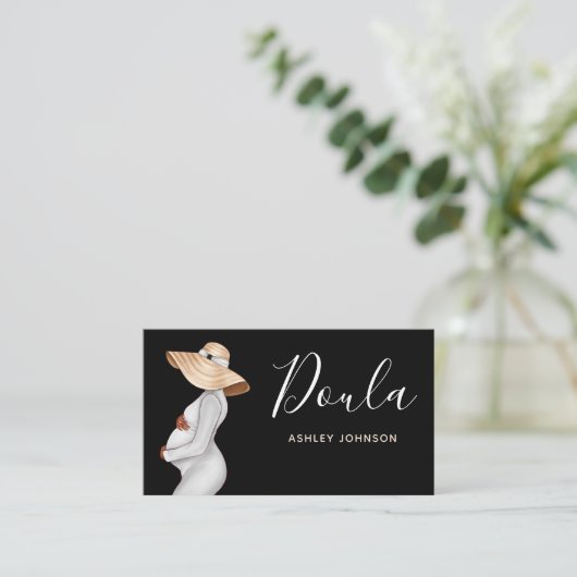 Moderne schwangere Frau Illustration Thema Mutters Visitenkarte (Stehend Vorderseite)