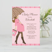 Moderne schwangere Mama-Rosa-Mädchen-Baby-Dusche Einladung (Stehend Vorderseite)