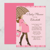 Moderne schwangere Mama-Rosa-Mädchen-Baby-Dusche Einladung (Vorne/Hinten)