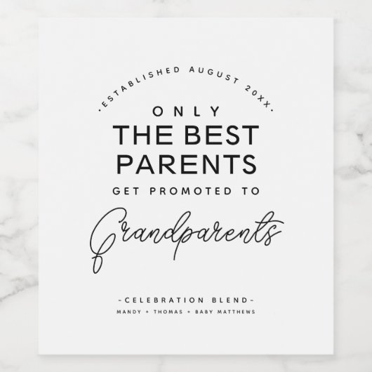 Moderne Schwangerschaftsankündigung für Großeltern Weinetikett (Einzelnes Label)