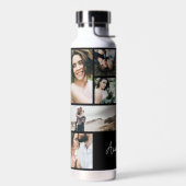 Moderne Schwarz 10 Foto personalisiert elegante Trinkflasche (Links)