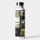 Moderne Schwarz 10 Foto personalisiert elegante Trinkflasche (Rechts)