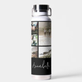 Moderne Schwarz 10 Foto personalisiert elegante Trinkflasche (Rückseite)