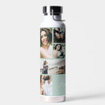 Moderne Schwarz 10 Foto personalisiert elegante Trinkflasche<br><div class="desc">Modernes,  schwarzes 10 Foto,  mit elegantem,  schlichtem Minzgrün. Ideal Weihnachten,  Geburtstag,  Abschluss,  Jubiläum,  Muttertag,  Vatertag,  denken Sie an Sie Geschenk.</div>