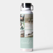 Moderne Schwarz 10 Foto personalisiert elegante Trinkflasche (Rückseite)