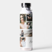Moderne Schwarz 10 Foto personalisiert elegante Trinkflasche (Links)