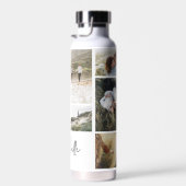 Moderne Schwarz 10 Foto personalisiert elegante Trinkflasche (Rechts)