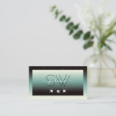 Moderne Schwarz Aquamarin Gradient Sparkle Jewels Visitenkarte (Stehend Vorderseite)