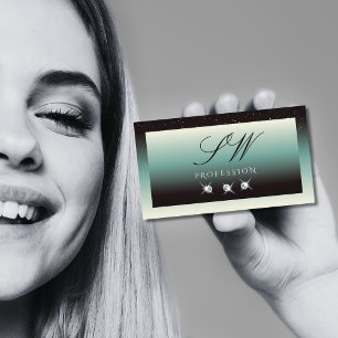 Moderne Schwarz Aquamarin Gradient Sparkle Jewels  Visitenkarte