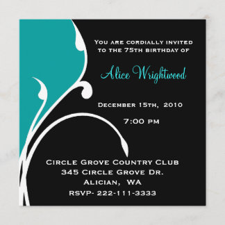 Moderne Schwarz-Aquamarine zum Geburtstag Einladung