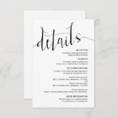 Moderne schwarz bearbeitbare Hochzeitdetails Begleitkarte (Vorne/Hinten)