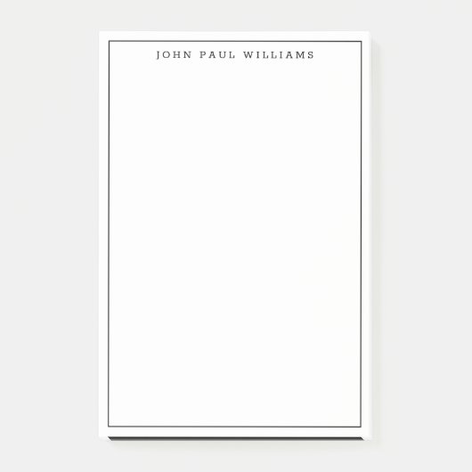 Moderne Schwarz-Beruflich-dünne Grenzlinie Post-it Klebezettel (Vorderseite)