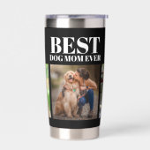 Moderne Schwarz Beste Mama je 3 FotoCollage Thermobecher (Links)