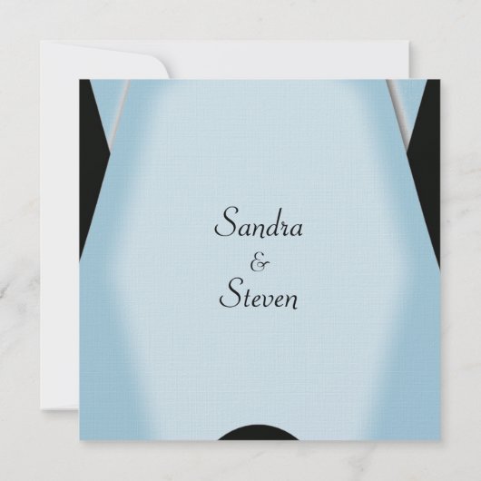 Moderne Schwarz-Blau-Hochzeit Einladung (Rückseite)